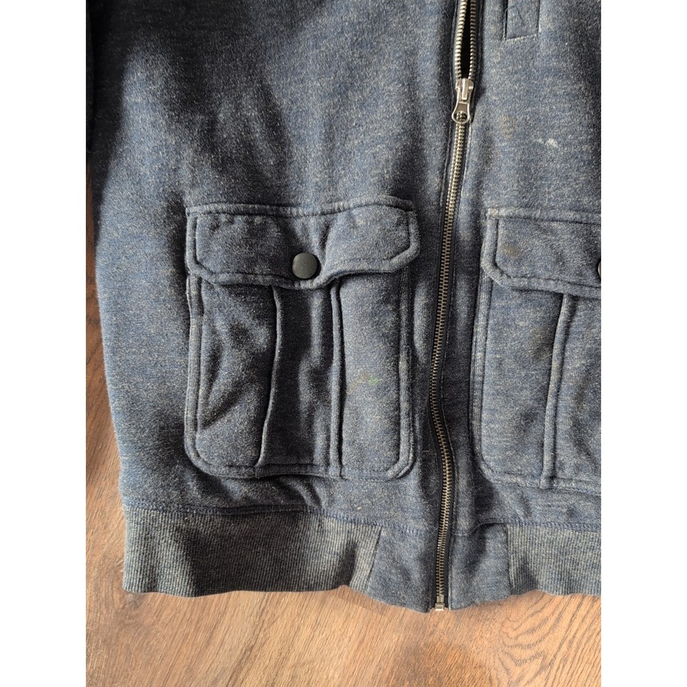 O'Neil Jacket Men's M Sherpa Fleece Hoodie Navy Full Zip Surf Skater Pockets Vtg - Picture 4 of 16